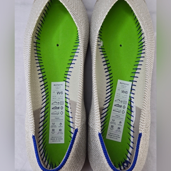 Rothy's The Pointed Toe Knit Ballet Flats Diamond Metallic Women's Size 6 - Picture 11 of 14